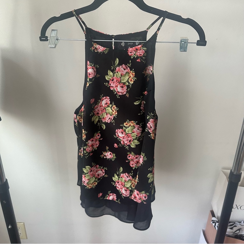Floral Black Sleeveless Top